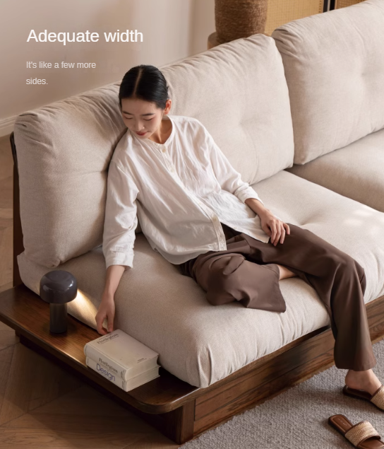 Oak Solid Wood Modern Fabric Sofa.