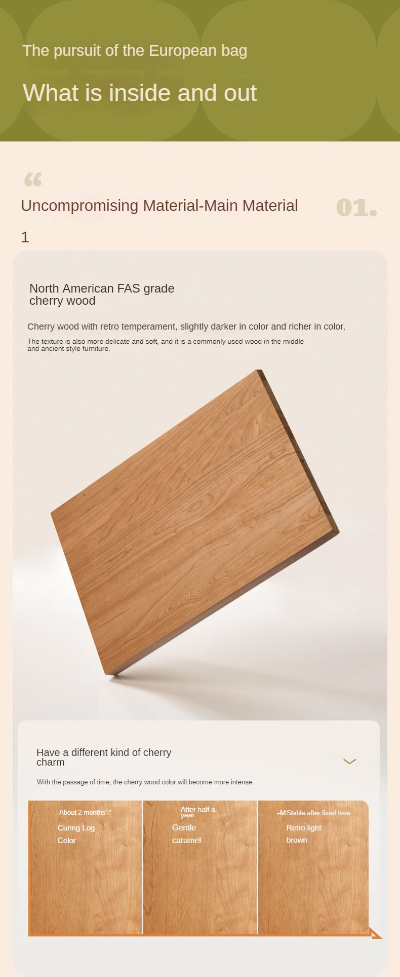 Oak, Cherry Solid Wood Makeup Soft Stool.