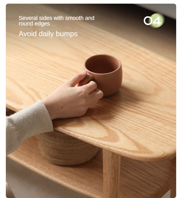 Oak Solid Wood Minimalist Ultra Narrow Coffee Table