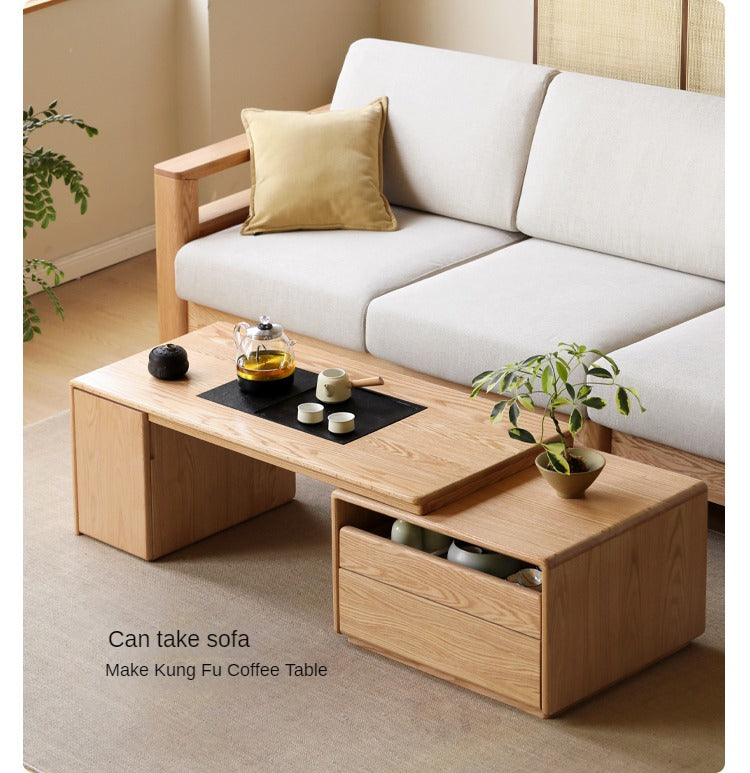 Oak Solid Wood Telescopic Modern Tea Table