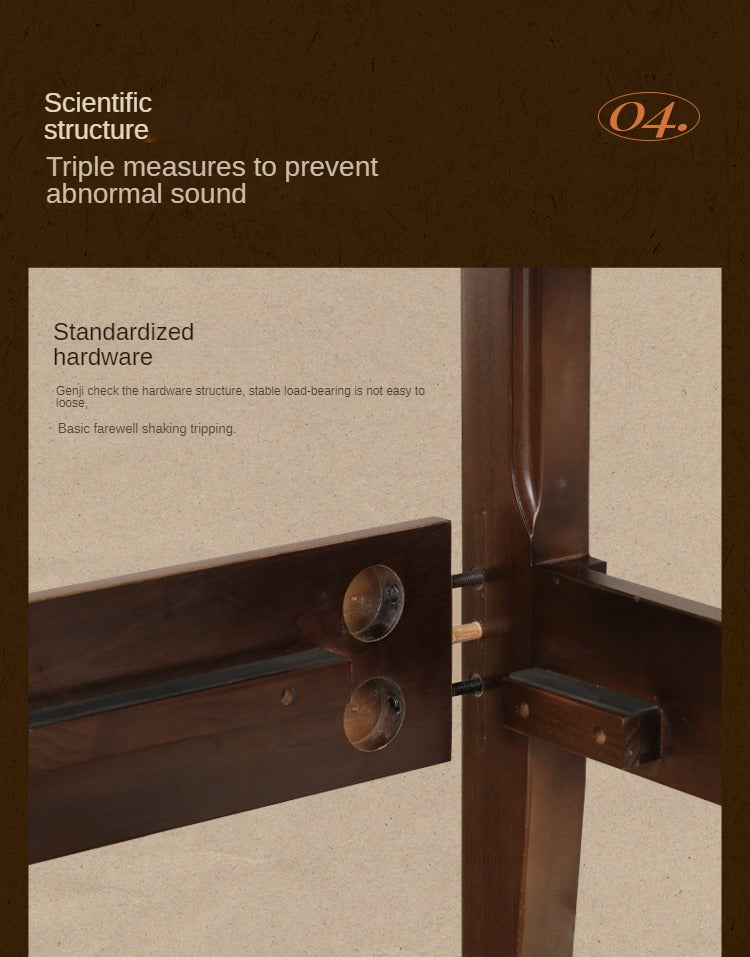 Poplar Solid Wood Bed Modern American Retro High Back Bed