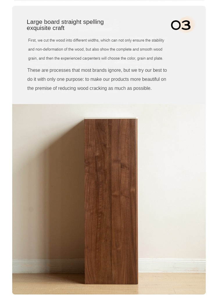 Black Walnut, Sandalwood Solid Wood Rock Slab Side Cabinet