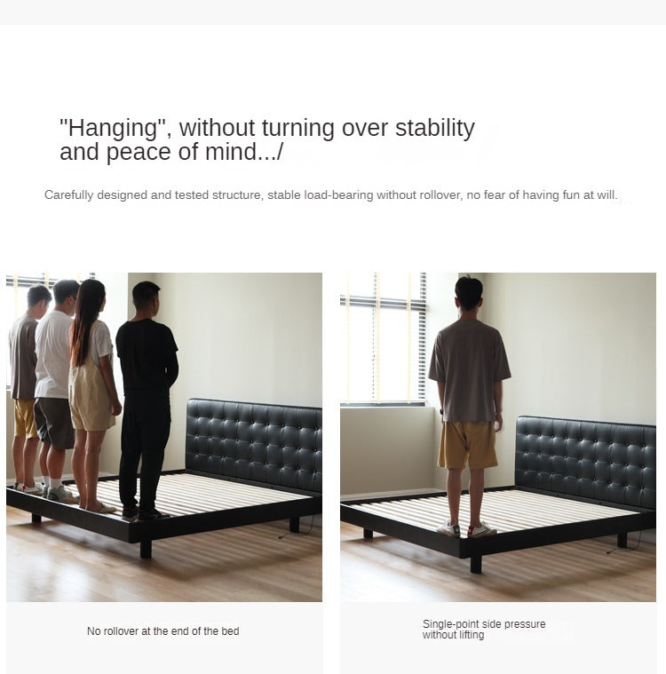 Black High-end Leather Suspension Bed