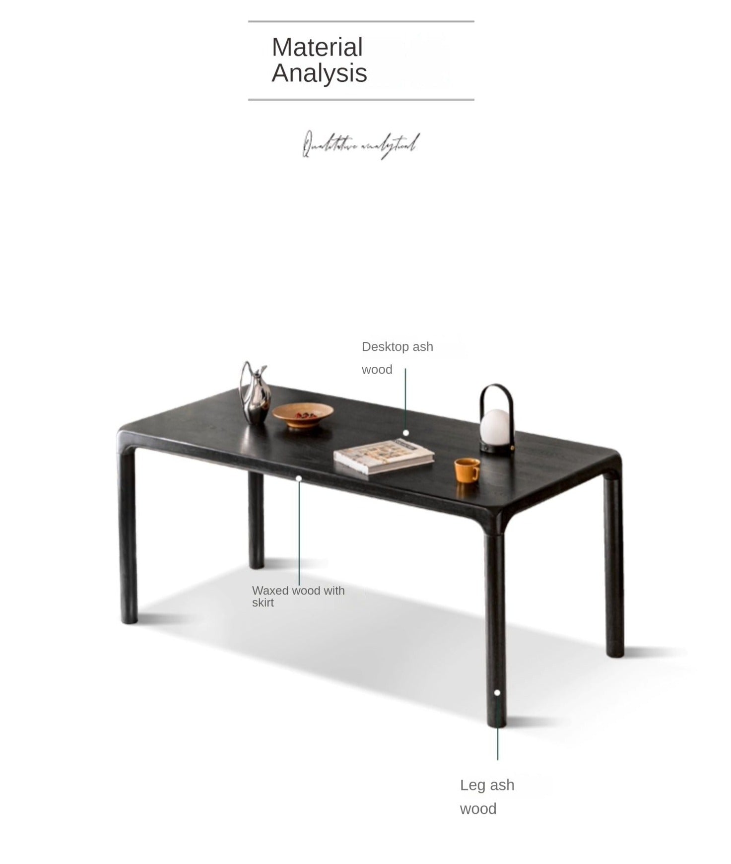 Ash Solid Wood Black Nordic Dining Table
