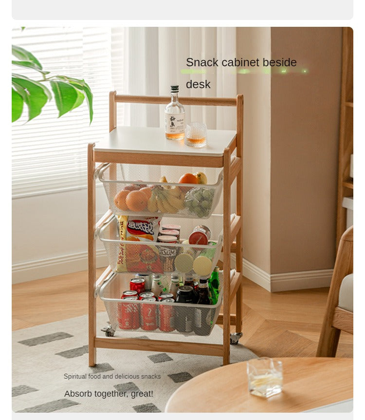 Oak, Beech Solid Wood Mobile Slate Trolley Storage