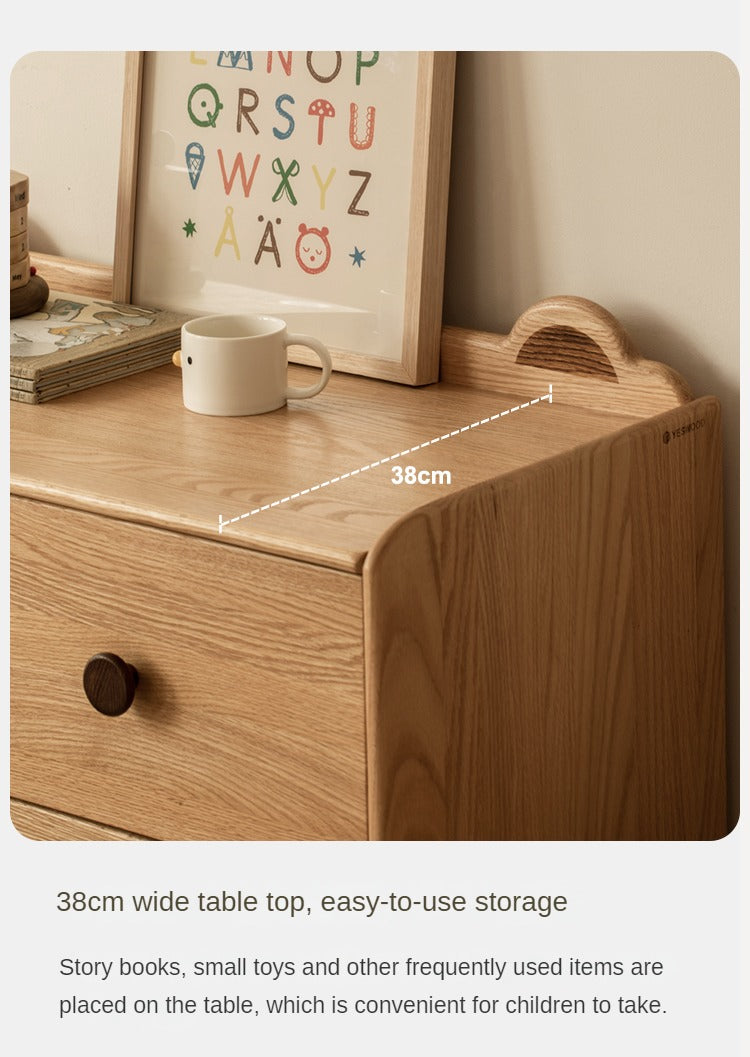 Oak Solid Wood Children's Drawer Cabinet