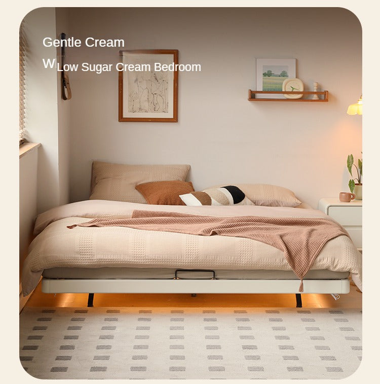 Poplar solid wood platform bed, headboard-free bed