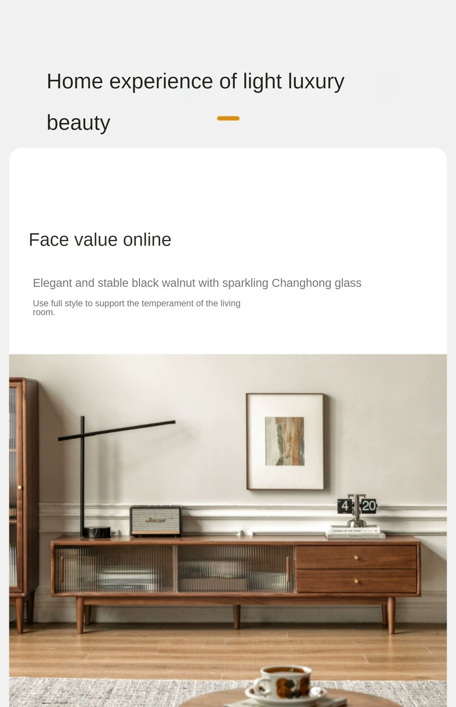 Black Walnut, Rubber, South American walnut Solid Wood Modern TV Cabinet.
