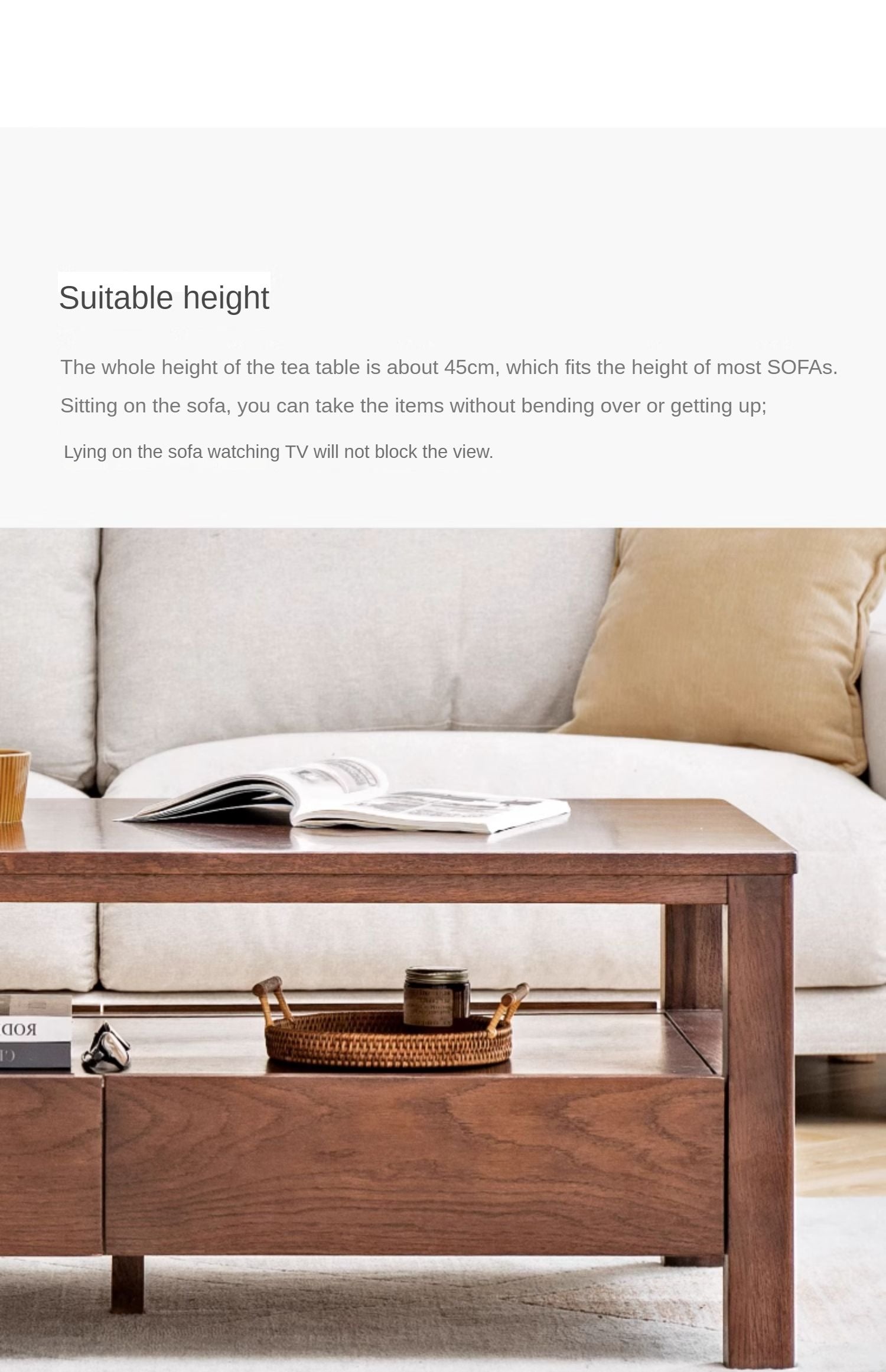 Oak, Ash Solid Wood Nordic Minimalist Modern Coffee Table