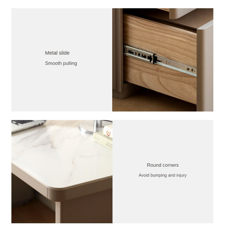 Poplar Solid Wood Slate Desk Large Table With Drawers