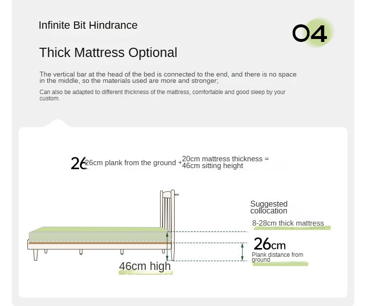 Poplar Solid Wood Cream Style Bed.