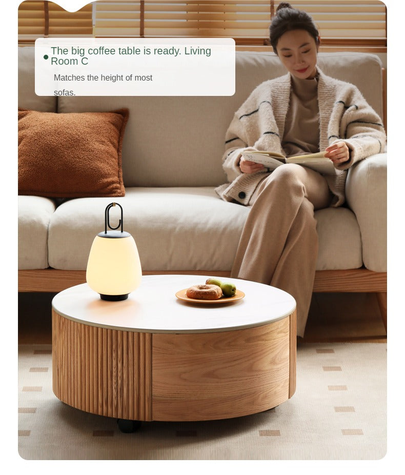 Oak Solid Wood Rock Plate Coffee Table