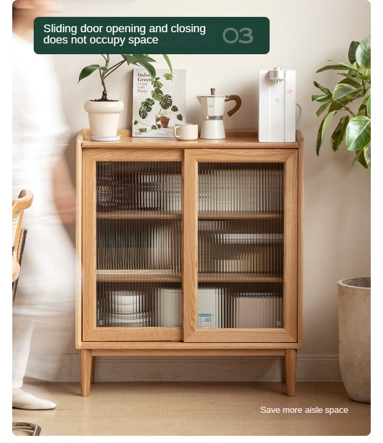 Oak Solid Wood Sideboard Slide Door