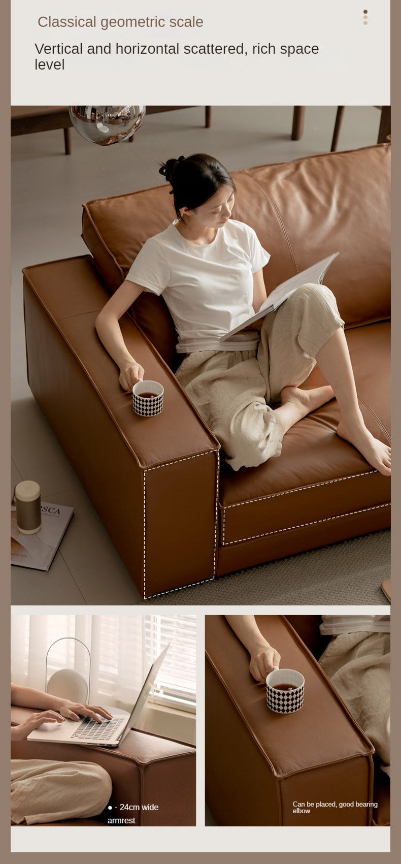 Leather Italian Top Layer Cowhide Sofa.