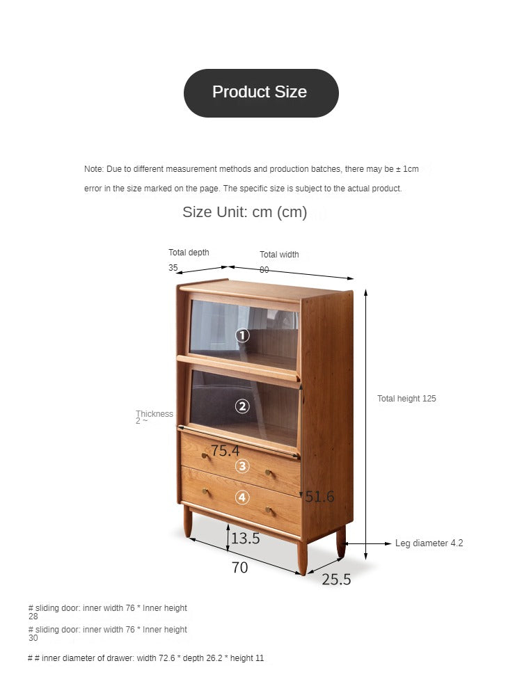 Cherry Wood, Oak, Poplar Solid Wood Side Cabinet Flip Door, LED light.