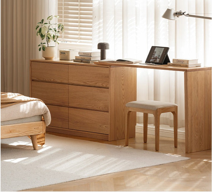 Oak, Solid Rubberwood Dressing Table L-Shaped Corner