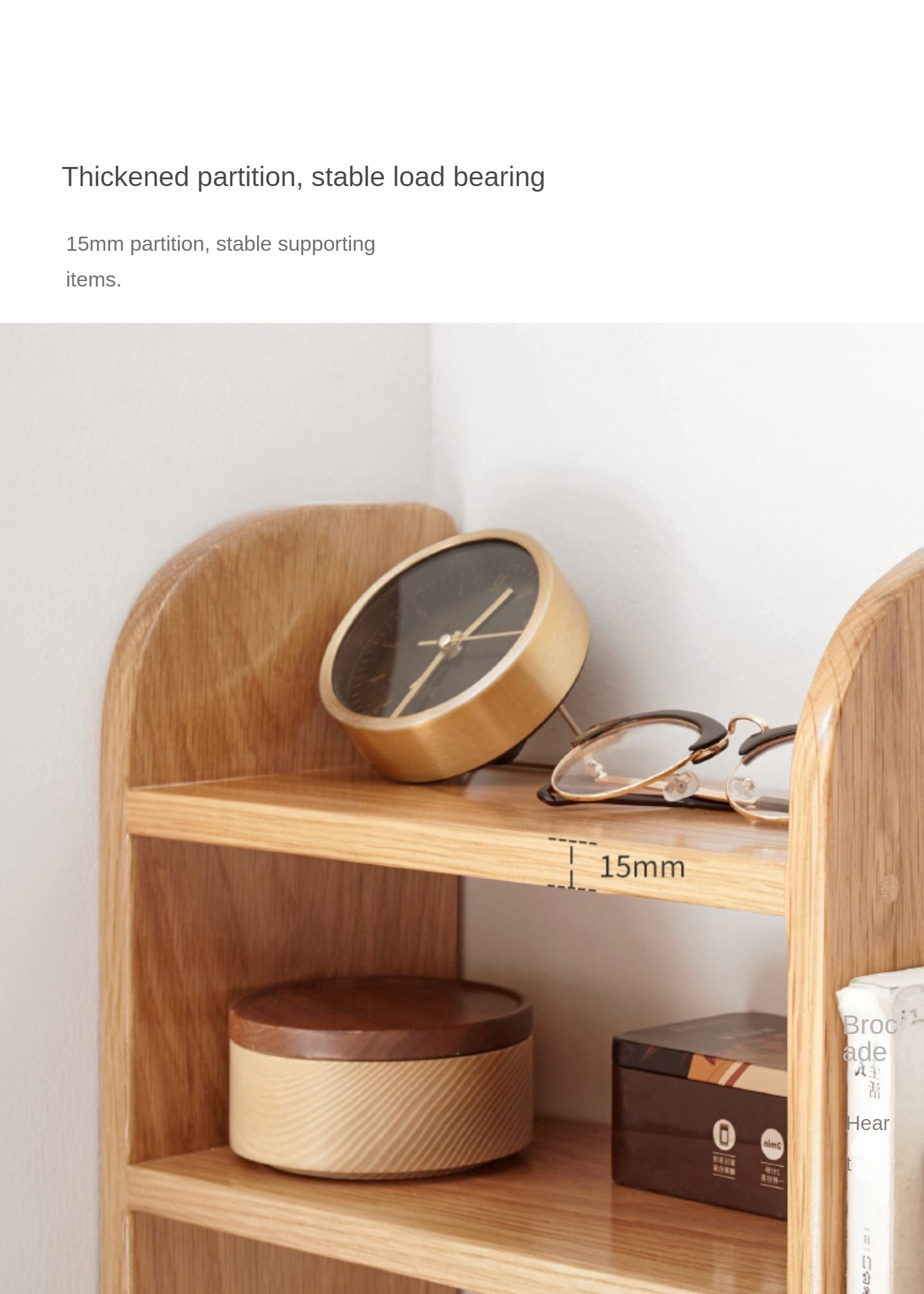 Oak, Rubberwood Solid Wood Small Bookcase Simple Study Telescopic Organizing Shelf Nordic<