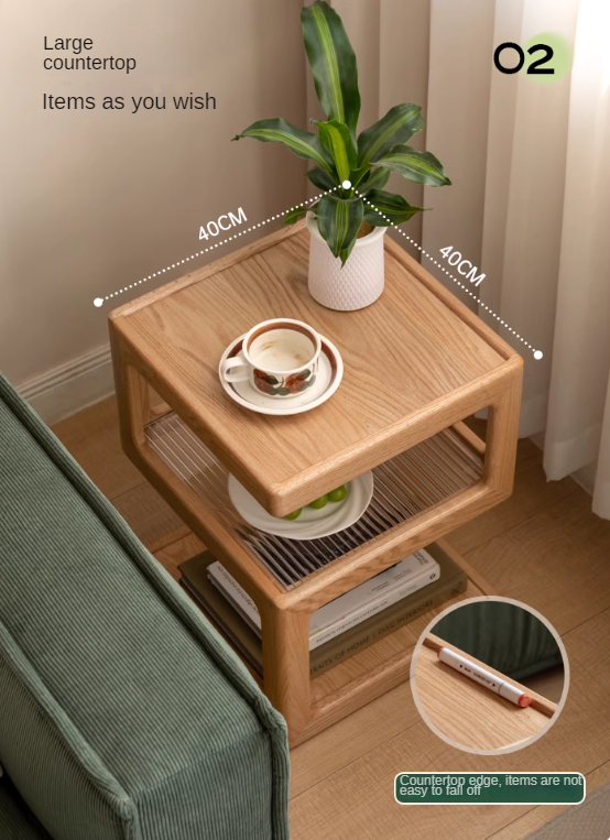 Oak, Black Walnut, Cherry, Poplar Solid Wood Corner Square Side Table.