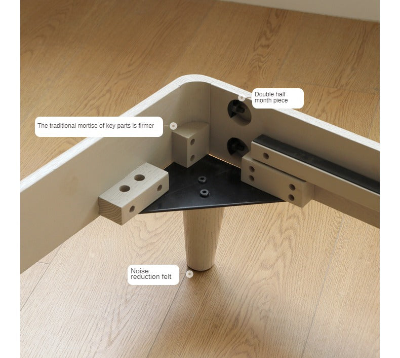 Oak, Poplar Solid Wood Piano Key Bed, Technology Cloth