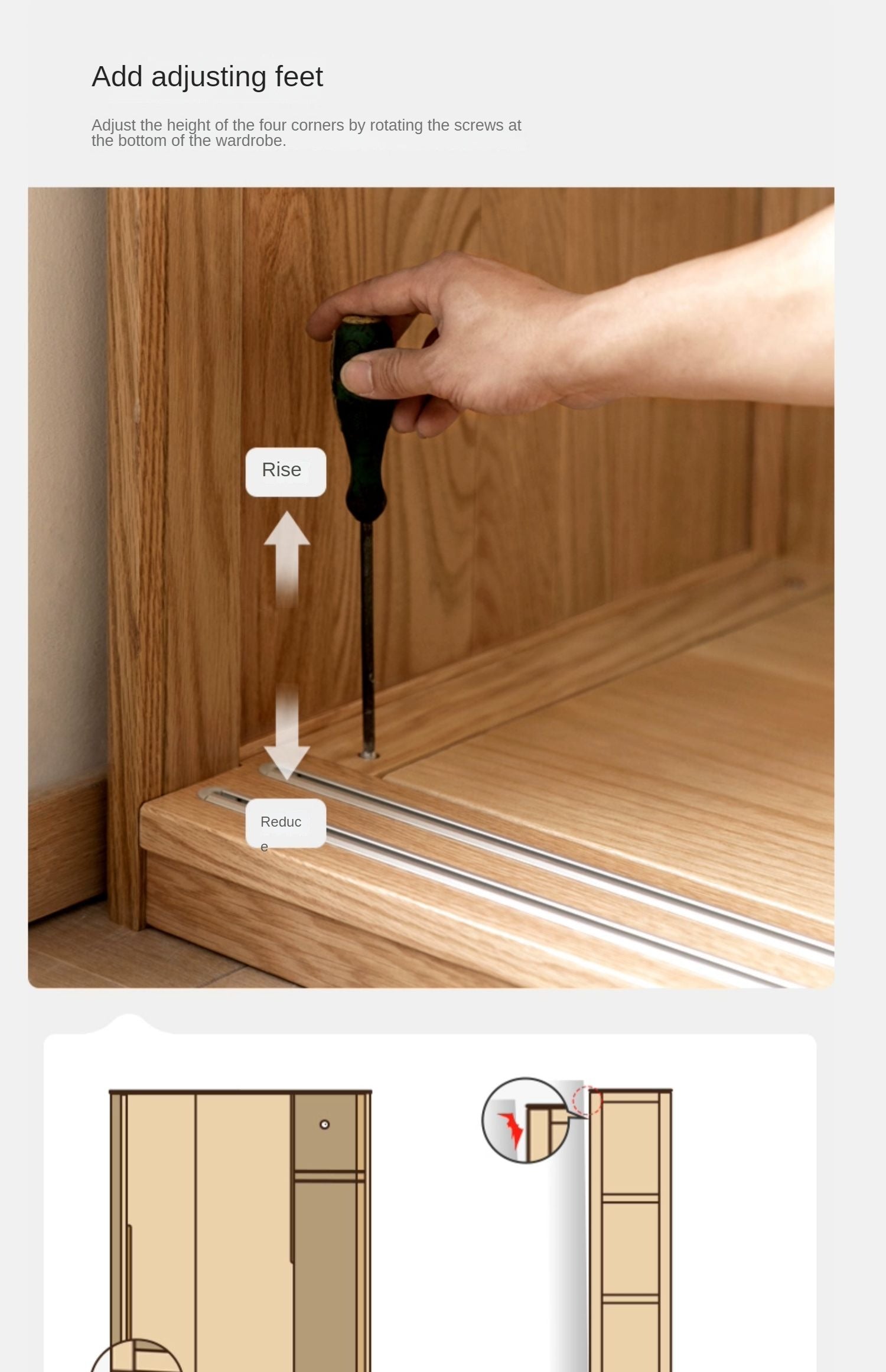 Oak, Ash Solid Wood Wardrobe Sliding Door.