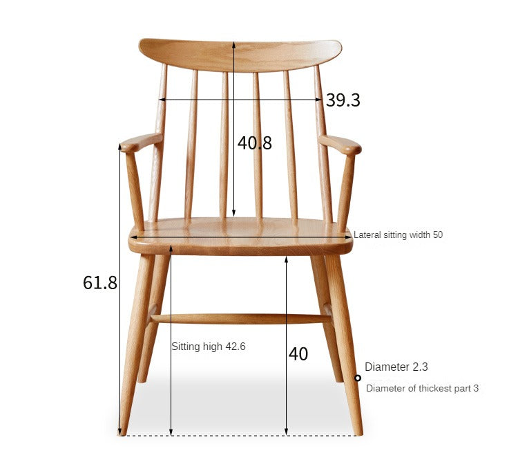 4 pcs Oak Solid Wood Dining Armchair Leisure Chair: