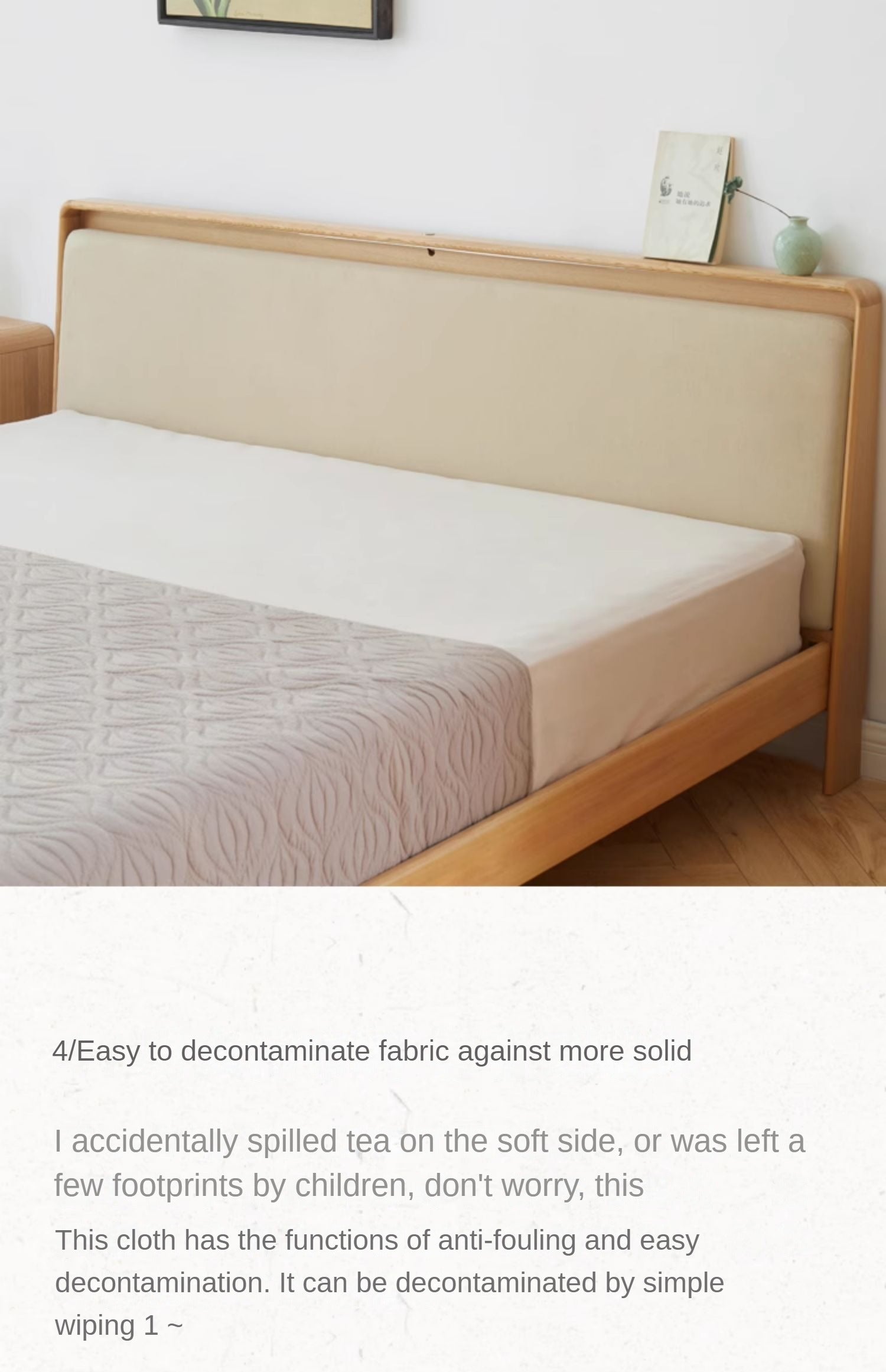 Ash Solid Wood Soft Back Bed Nordic Modern
