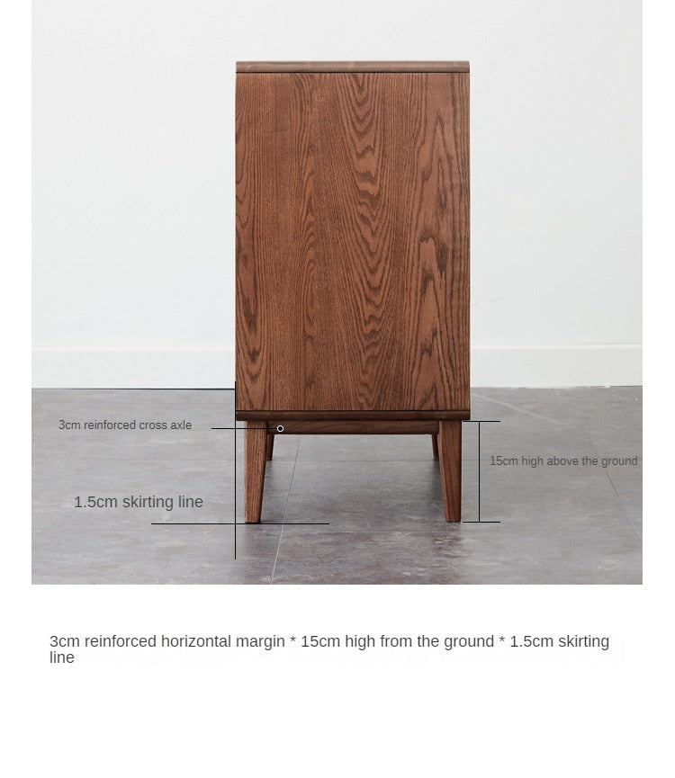 Solid Rubberwood, Oak Solid Wood Nordic Side Cabinet