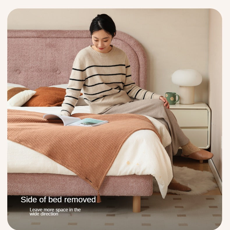 Fabric Pink Bed French Style