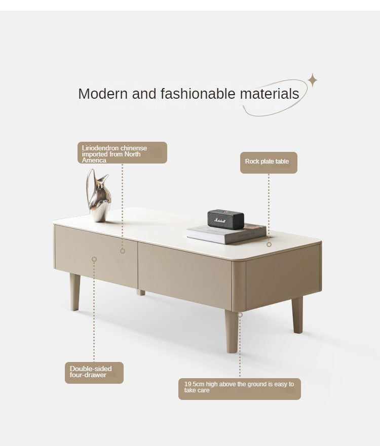 Ash Solid Wood Light Luxury Rock Plate Coffee Table