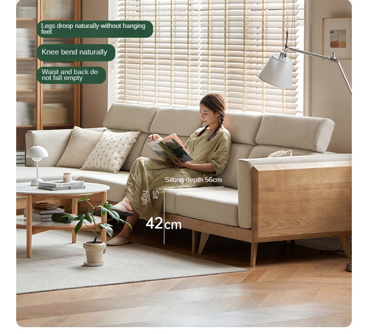 Ash Solid Wood Fabric Sofa.