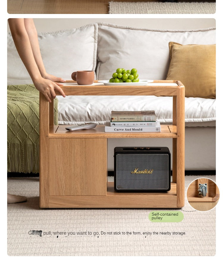 Black walnut, Ash, Oak, Cherry Solid Wood Rock Plate Side Table Movable