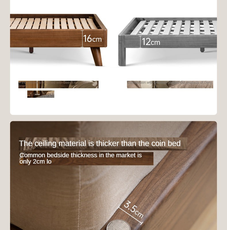 Black Walnut, Sandalwood Solid Wood Leather,Technology Cloth Bed