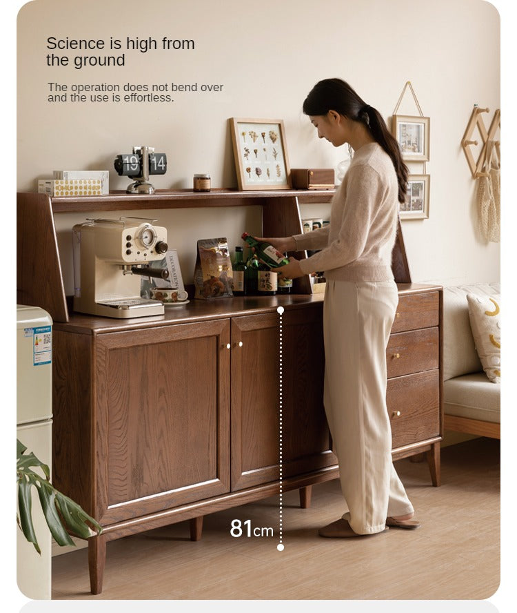 Oak Solid Wood, Solid Rubberwood Modern Dining Sideboard