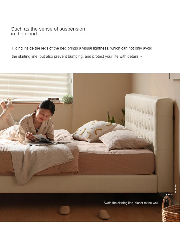 Suspended Organic Leather Bed, Genuine Leather Bed