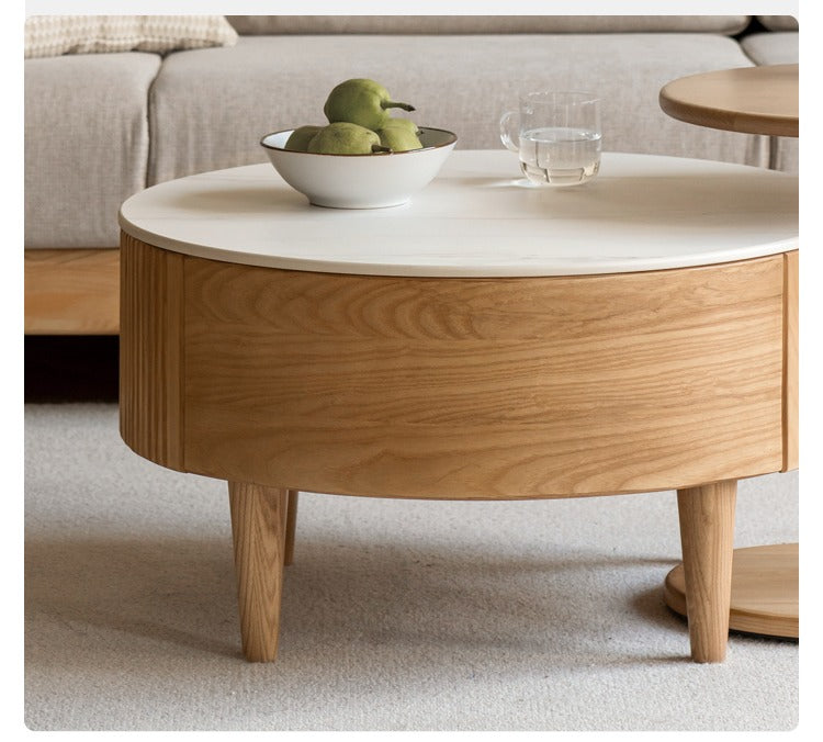 Ash Solid Wood Rock Plate Coffee Table