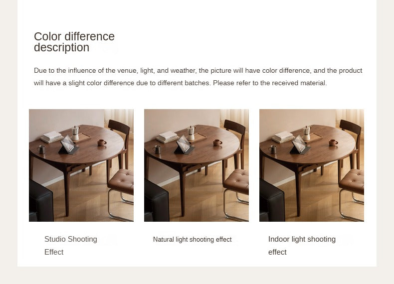 Black Walnut, Oak Solid Wood Modern Folding Round Dining Table