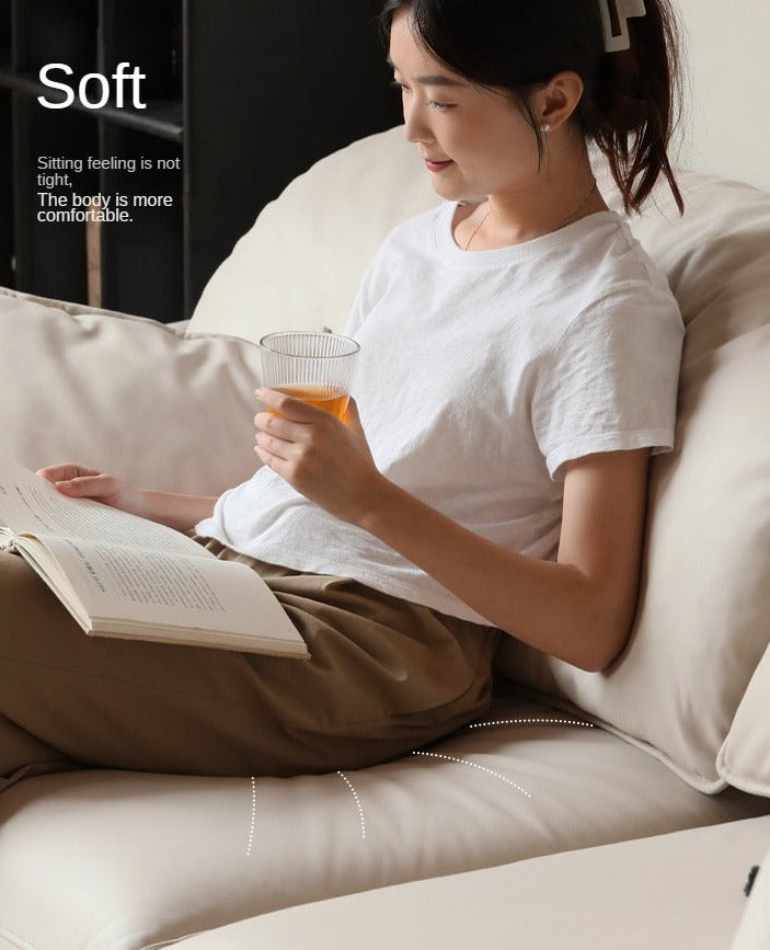 Electric Foldable Dual-purpose Cream Style White Elephant Ear Retractable Sofa Bed.