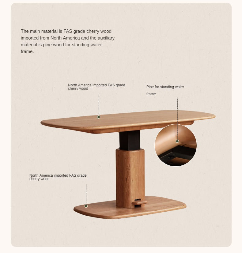 Cherry Solid Wood Dual-Purpose Modern Lift Coffee Table