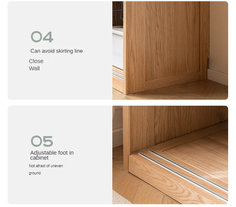 Oak, Pine Solid Wood Sliding Door Wardrobe.