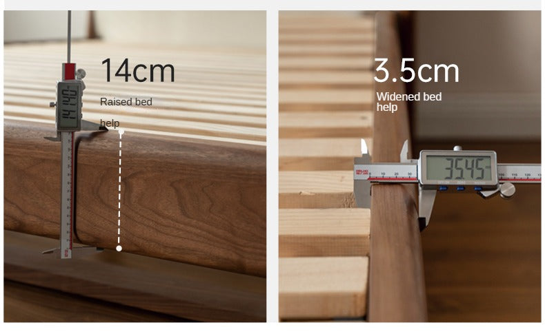 Teak, Black Walnut Solid Wood Genuine Leather Soft Bed Italian Light Luxury