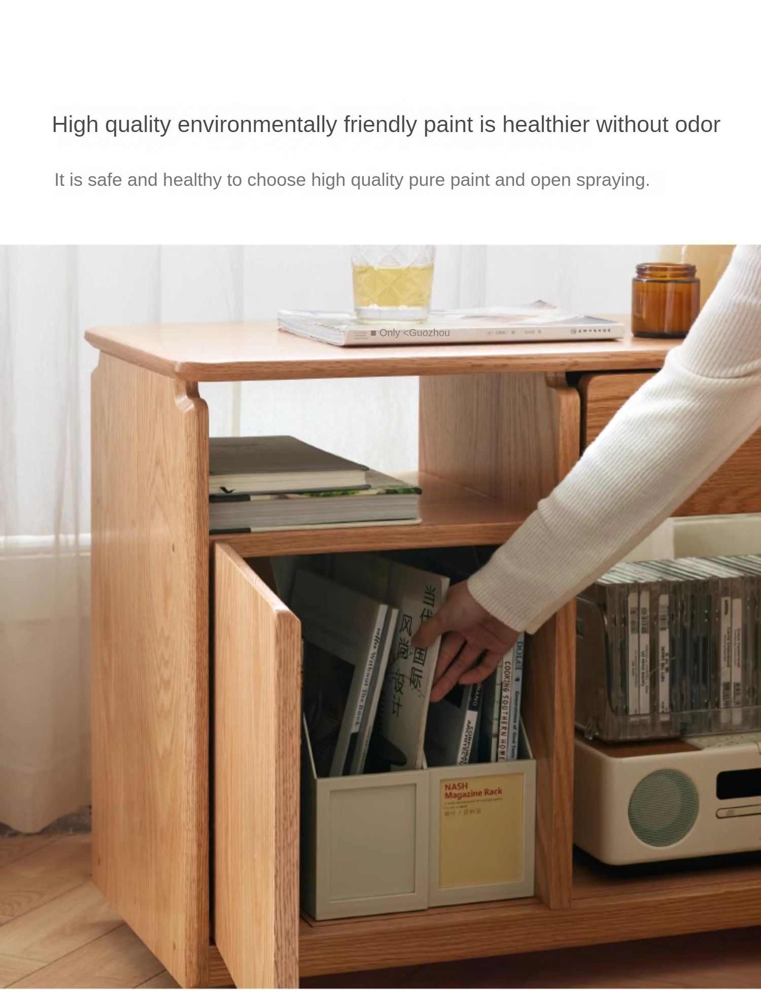 Oak, Black Walnut, Ash Solid Wood Mobile Side Table