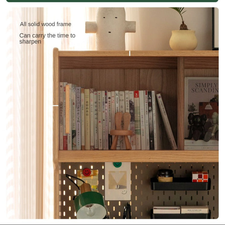 Oak Solid Wood Modern Modern Retractable Desk Integrated Bookcase