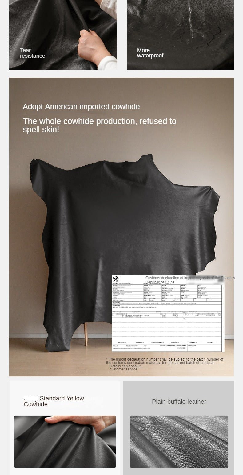 Leather Sofa First Layer Yellow Cowhide Tofu Block Leather Sofa.