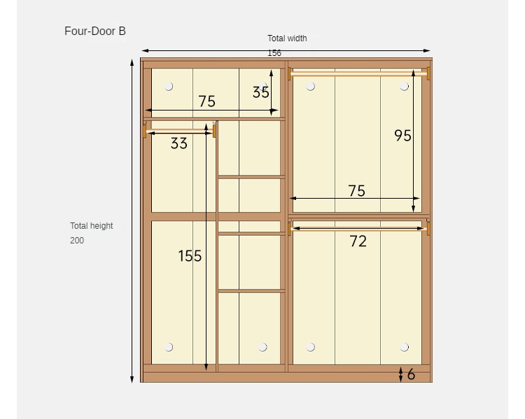 Oak Solid Wood Narrow Wardrobe.