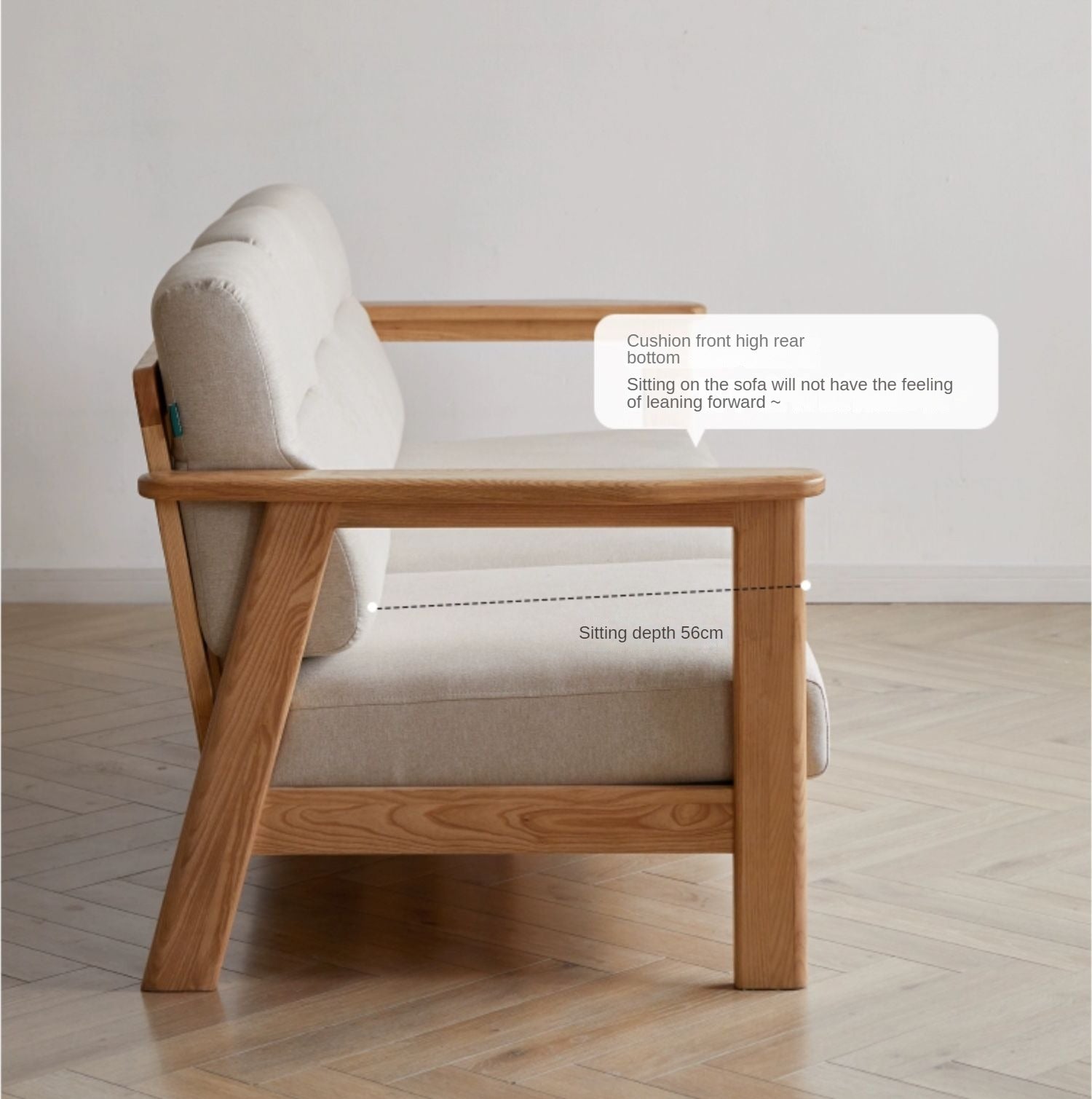 Ash Solid Wood Straight Sofa Modern.