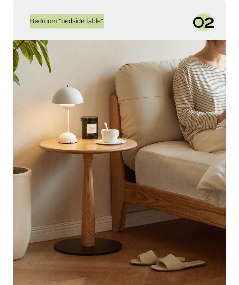 Oak, Black Walnut, Cherry, Beech Solid Wood Round Side Table Modern