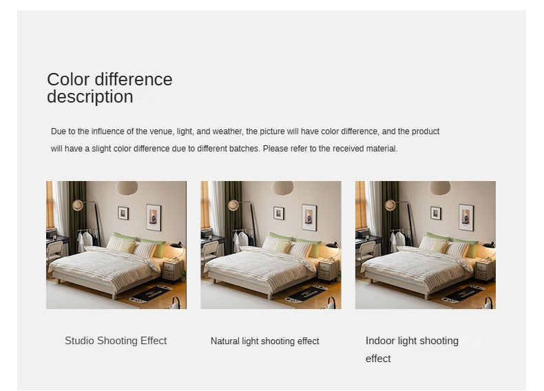 Poplar solid wood Platform Bed, Headboard-Free Bed,
