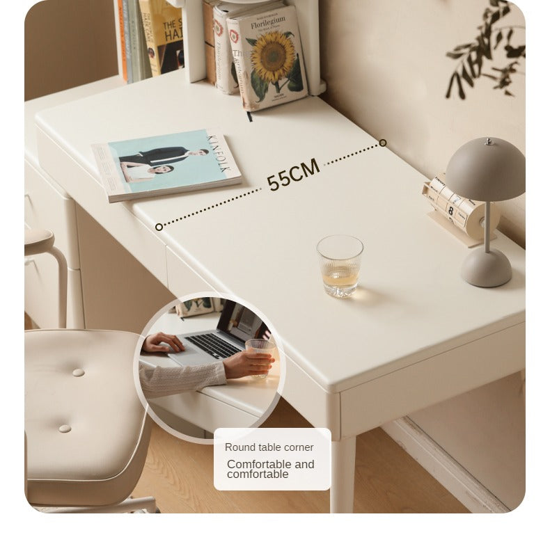 Rubberwood Solid Wood Retractable Desk and Bookshelf