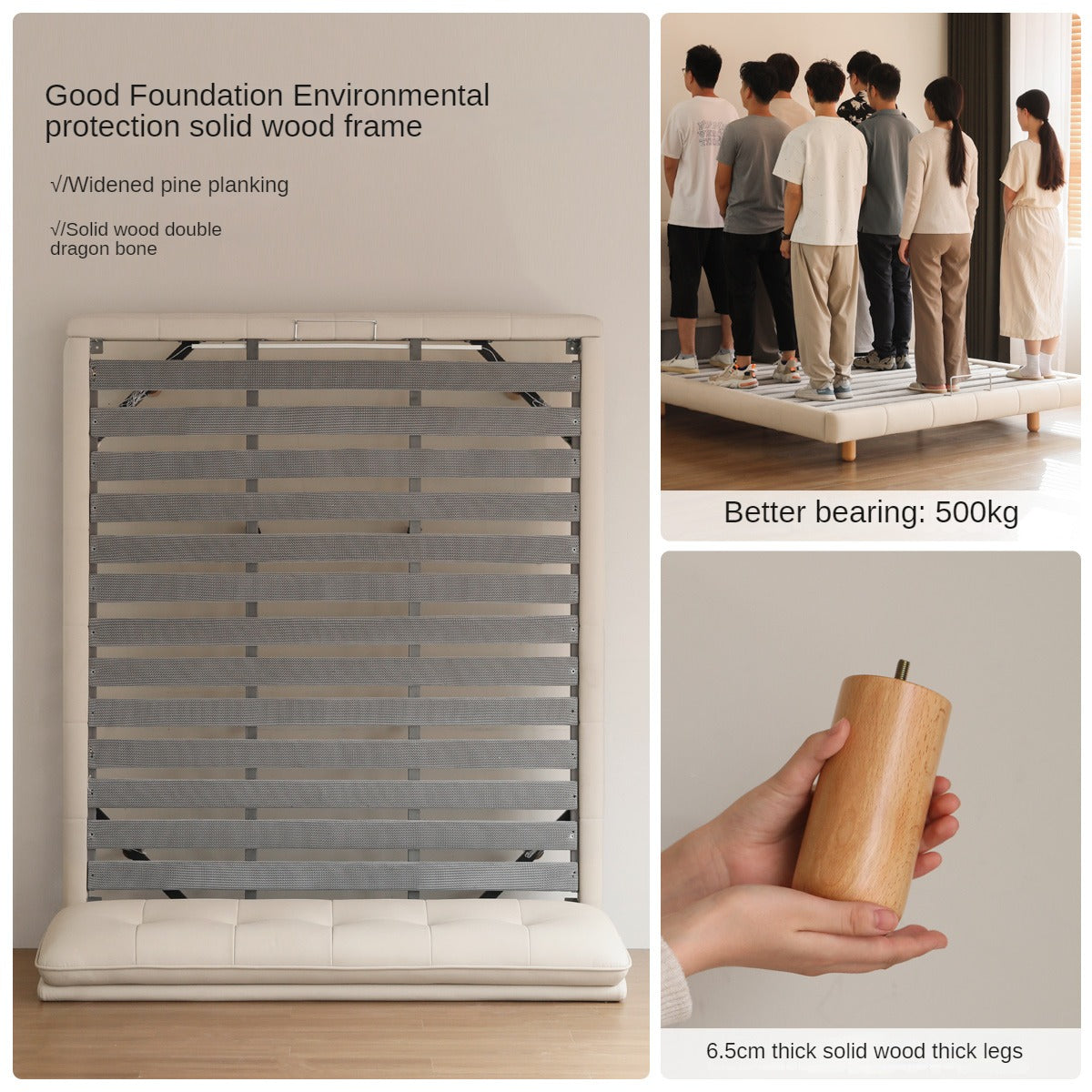 Fabric Genuine Leather Soft Bed Puff Cream Style with Light Bed