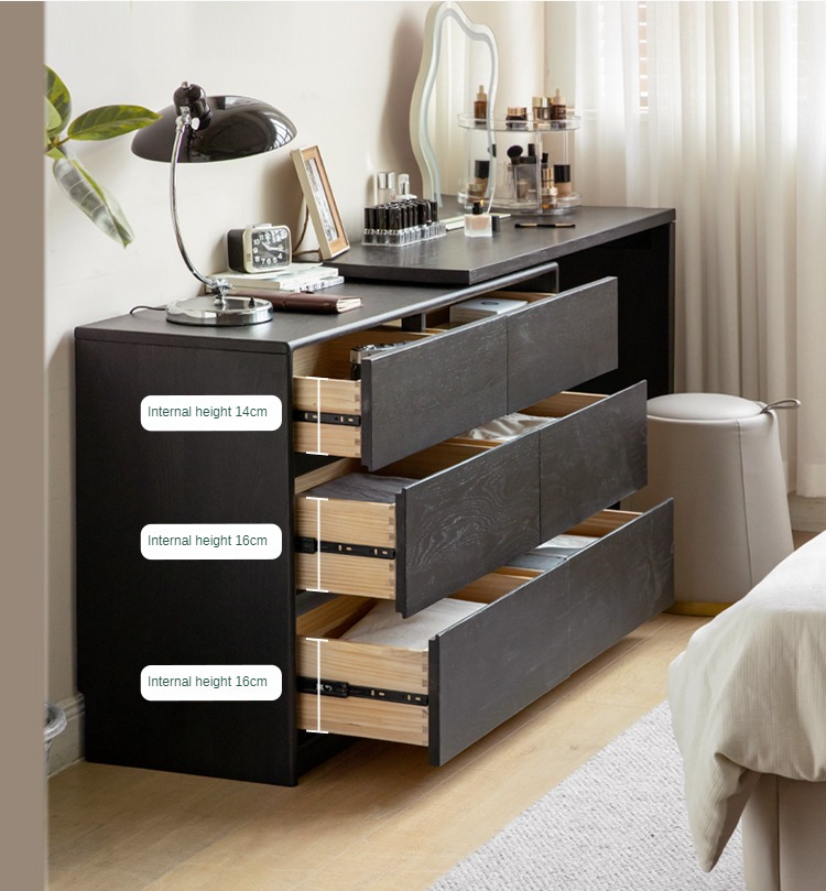 Oak Solid Wood Smoky Color Retro Dressing Table.